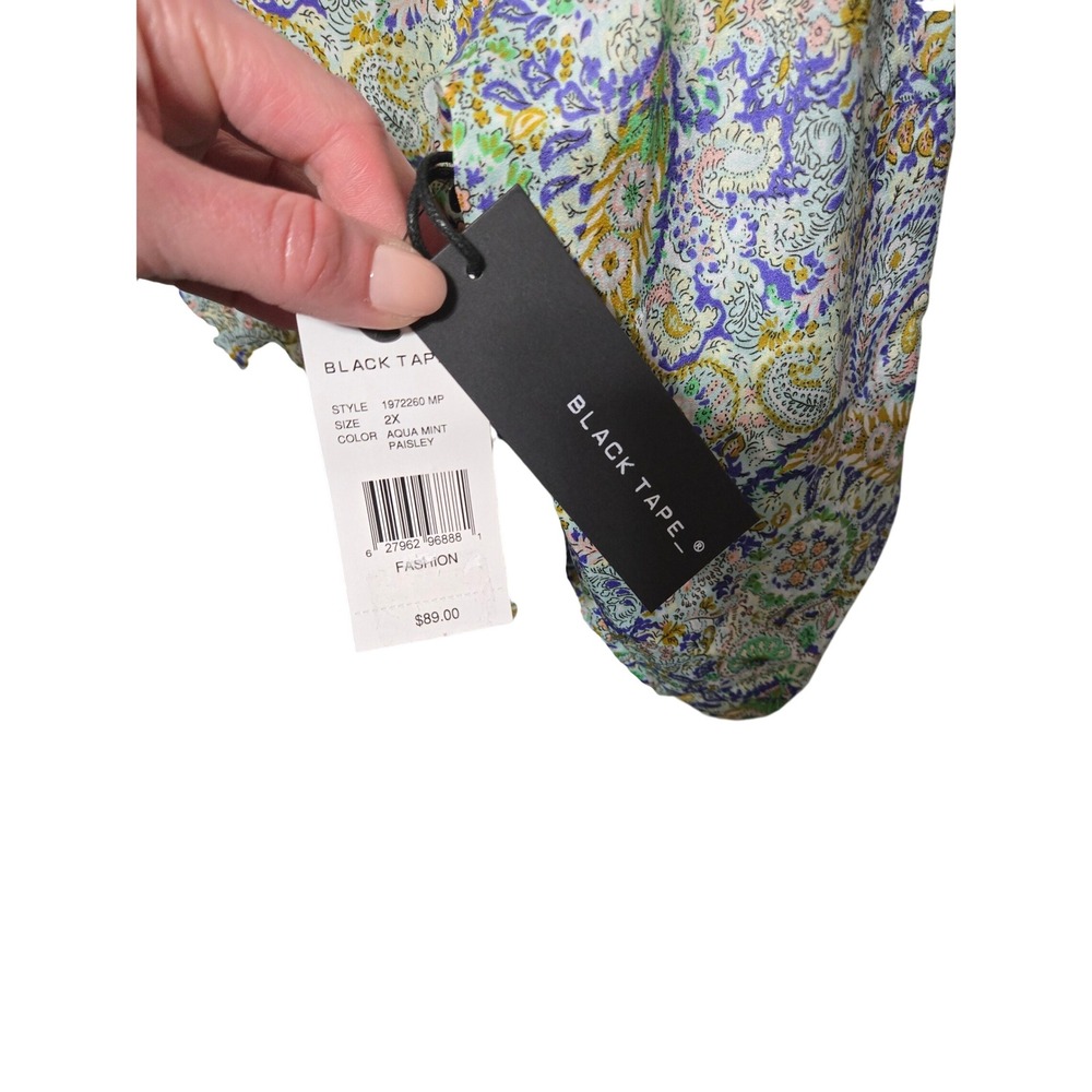 Black Tape Womens 2X Aqua Mint Paisley Ruffle Hem Shift Dress 1972260 MP - Picture 5 of 6